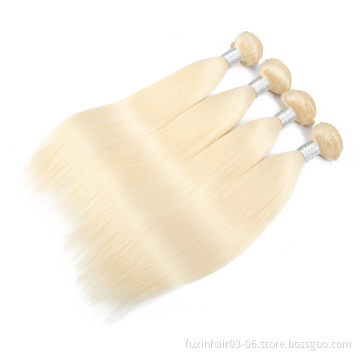 40 Inch Russian Blonde Weave Virgin Raw Straight Human Hair Machine Double Weft 613 Bundles